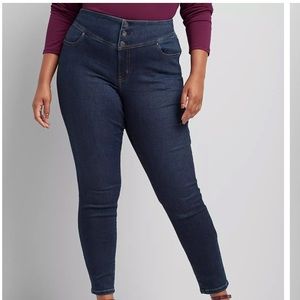 Lane Bryant High-Rise 3-Button Jegging - Dark Wash “Super Stretch Skinny” Sz 14